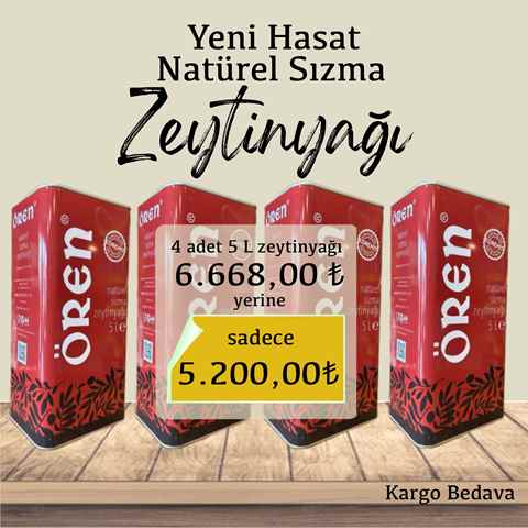 Natürel Sızma Zeytinyağı 5 Lt TNK - 4 LÜ TENEKE
